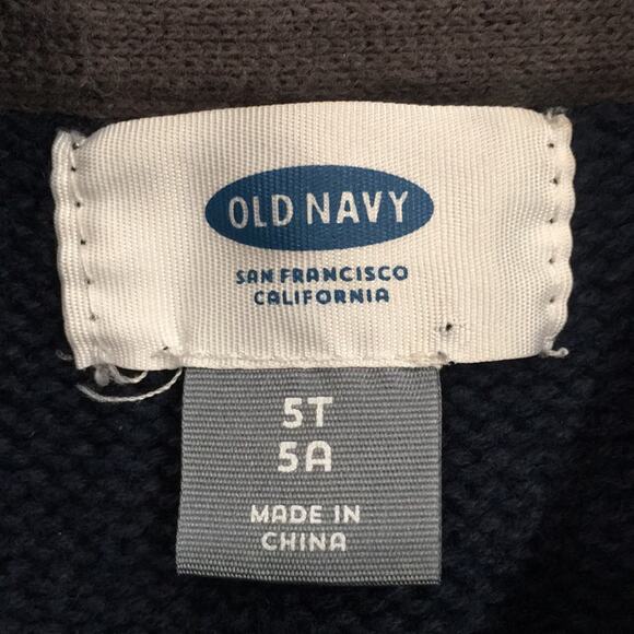 Old Navy Boys 5T Navy Blue Knit Zipper Cardigan Sweater 100% Cotton - Picture 3 of 7
